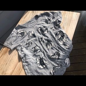 J. Crew collection tee gray floral, M